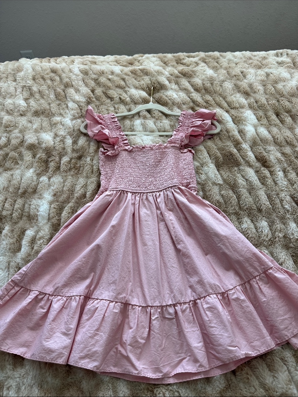 Pink Ruffled Smocked Dress